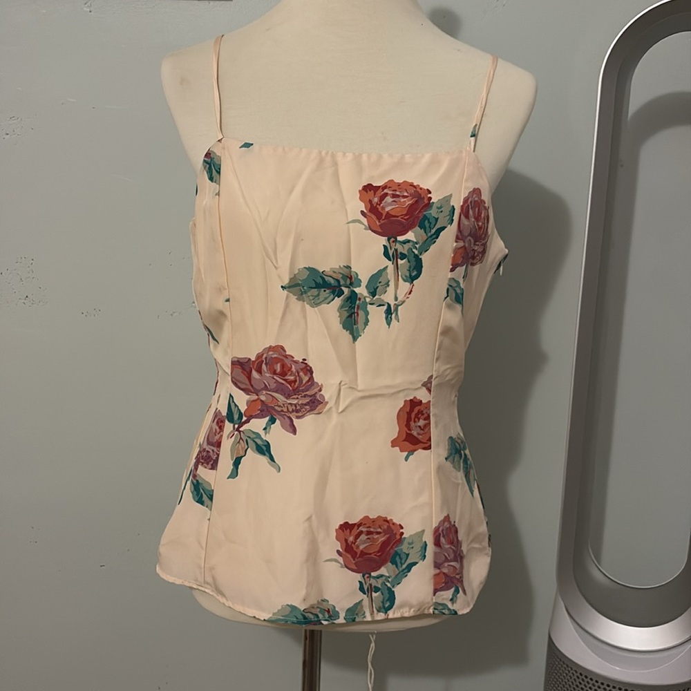 Rose Floral Print silk Women's Top